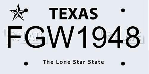 FGW1948 Texas License Plate