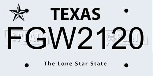 FGW2120 Texas License Plate