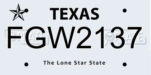FGW2137 Texas License Plate