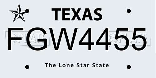 FGW4455 Texas License Plate