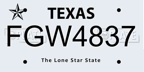 FGW4837 Texas License Plate