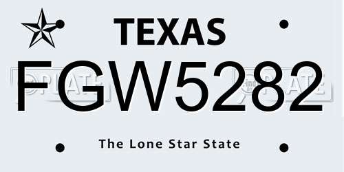 FGW5282 Texas License Plate