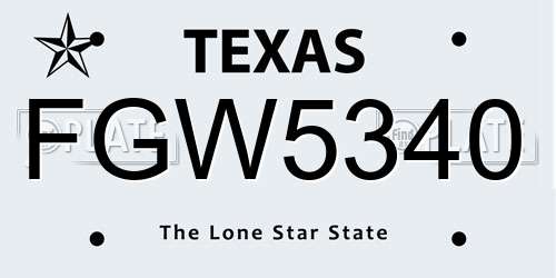 FGW5340 Texas License Plate