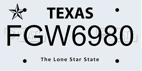 FGW6980 Texas License Plate