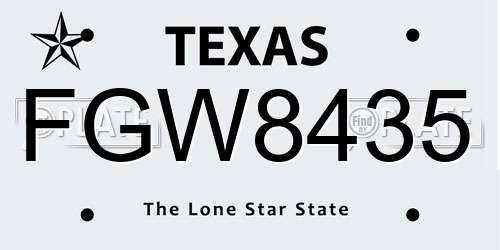 FGW8435 Texas License Plate