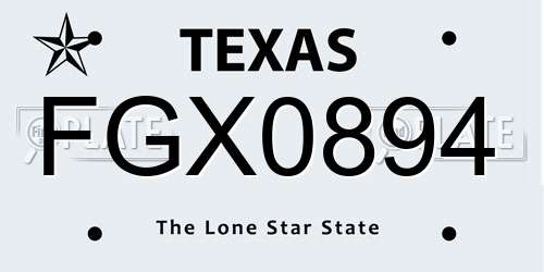 FGX0894 Texas License Plate