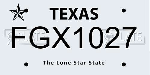 FGX1027 Texas License Plate