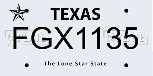 FGX1135 Texas License Plate