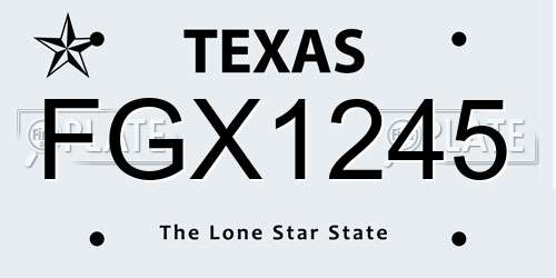 FGX1245 Texas License Plate