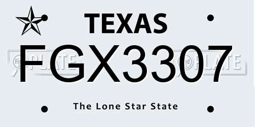 FGX3307 Texas License Plate