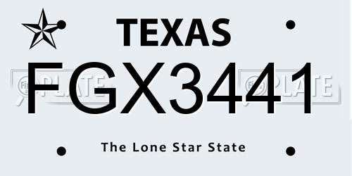 FGX3441 Texas License Plate