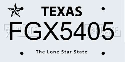 FGX5405 Texas License Plate