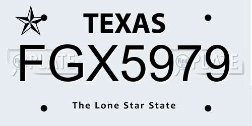 FGX5979 Texas License Plate