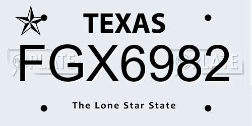 FGX6982 Texas License Plate