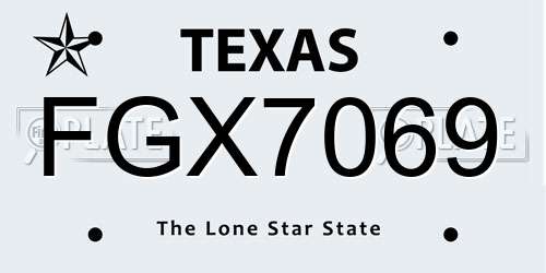 FGX7069 Texas License Plate