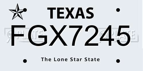 FGX7245 Texas License Plate