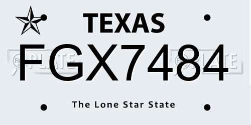 FGX7484 Texas License Plate
