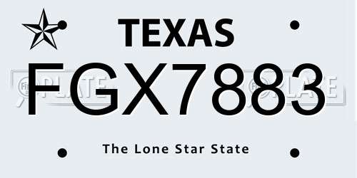 FGX7883 Texas License Plate