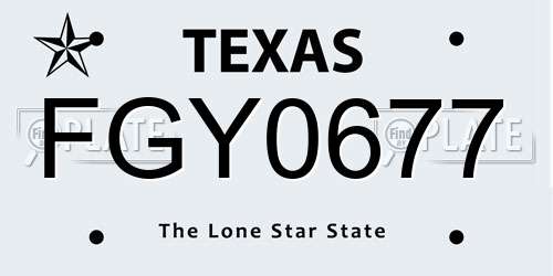 FGY0677 Texas License Plate