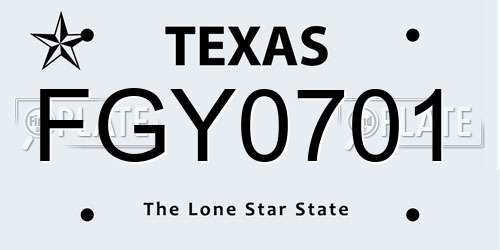 FGY0701 Texas License Plate
