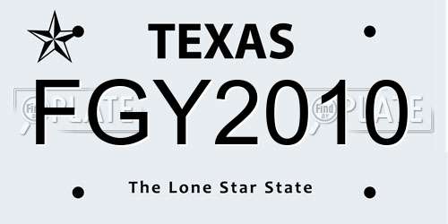 FGY2010 Texas License Plate
