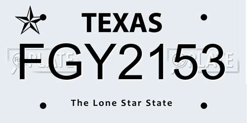FGY2153 Texas License Plate
