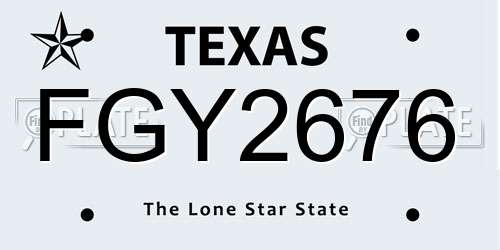 FGY2676 Texas License Plate