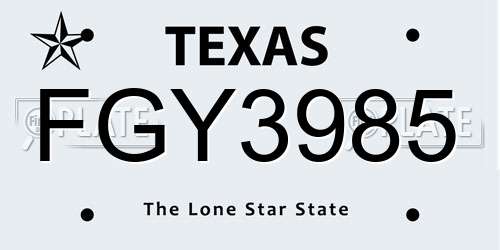 FGY3985 Texas License Plate