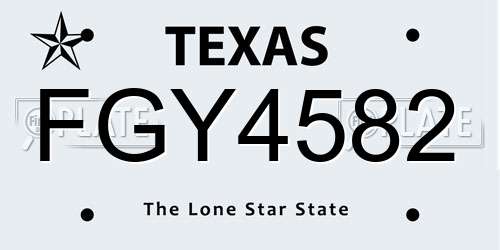 FGY4582 Texas License Plate