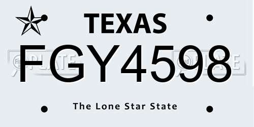 FGY4598 Texas License Plate