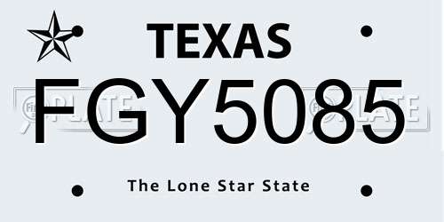 FGY5085 Texas License Plate