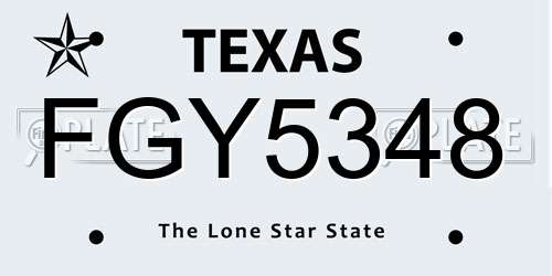 FGY5348 Texas License Plate