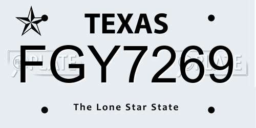 FGY7269 Texas License Plate