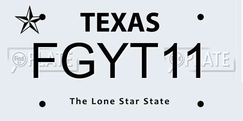 FGYT11 Texas License Plate