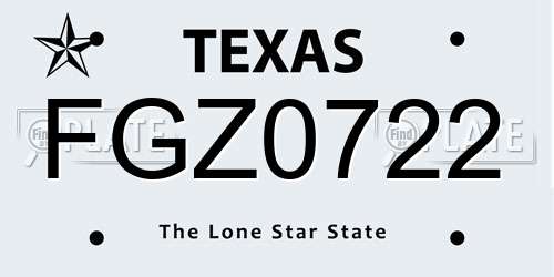 FGZ0722 Texas License Plate