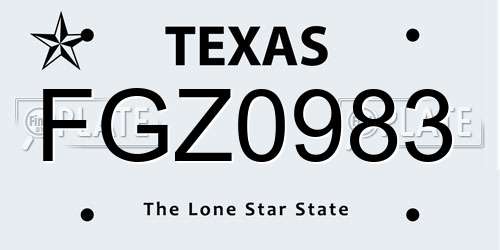 FGZ0983 Texas License Plate