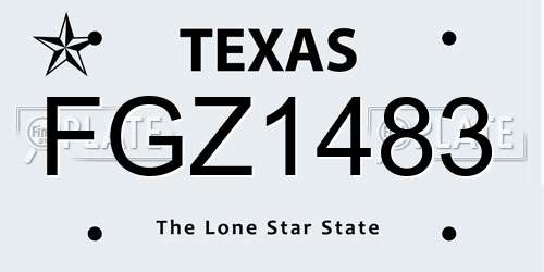FGZ1483 Texas License Plate