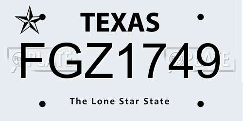 FGZ1749 Texas License Plate