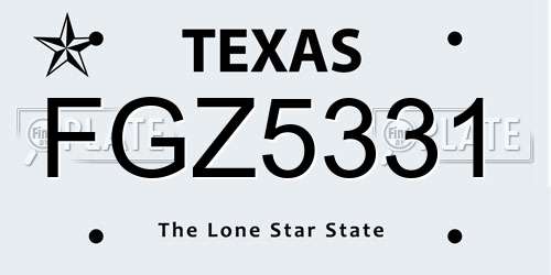 FGZ5331 Texas License Plate