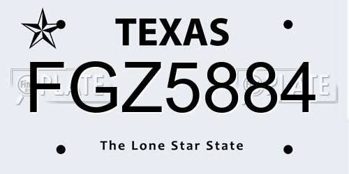 FGZ5884 Texas License Plate