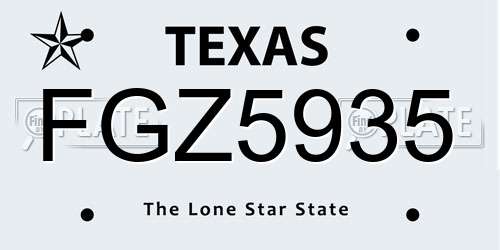 FGZ5935 Texas License Plate