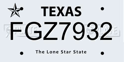 FGZ7932 Texas License Plate