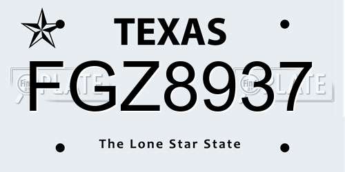 FGZ8937 Texas License Plate
