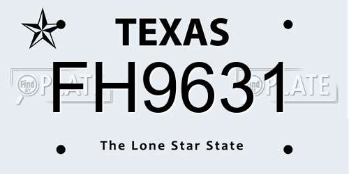 FH9631 Texas License Plate