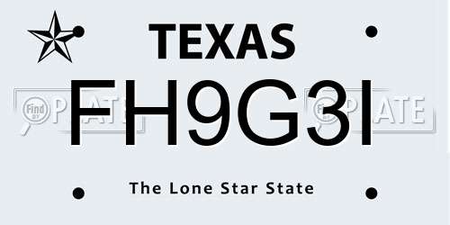 FH9G3I Texas License Plate