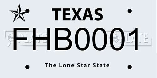 FHB0001 Texas License Plate