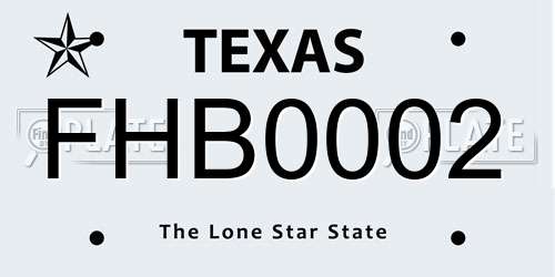 FHB0002 Texas License Plate
