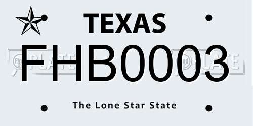 FHB0003 Texas License Plate