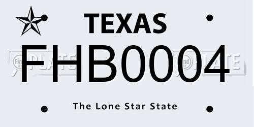 FHB0004 Texas License Plate