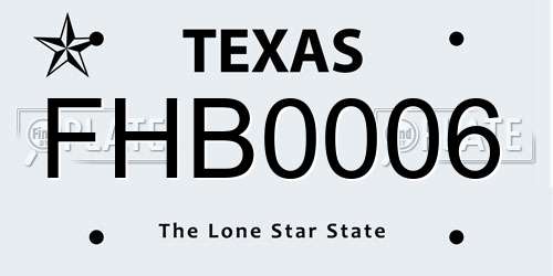 FHB0006 Texas License Plate